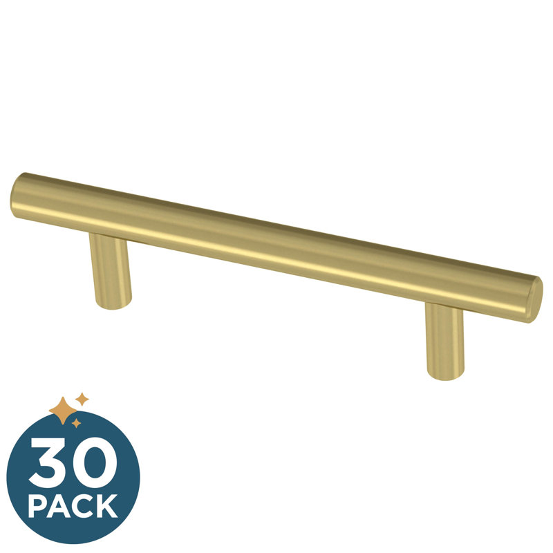 Satin Gold Modern Brass Bar Cabinet Pulls with Mounting Hardware