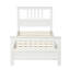 Structure de lit plateforme simple en bois massif blanc avec tête et pied de lit à lattes, sans sommier, facile à assembler-1228935781