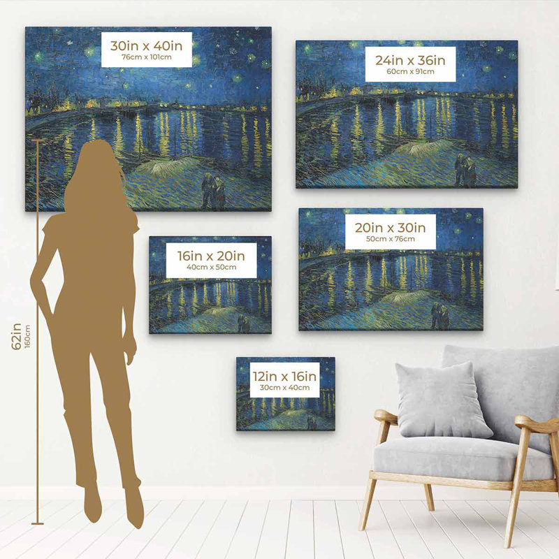 Blue Starry Night Wall Art Canvas 4631, H 12 po x l 16 po, Cadre flottant noir