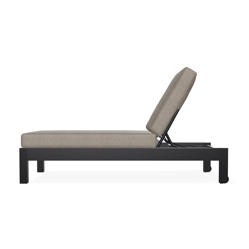 Leeward Marine Grade Polymer Deep Seating Cushion Three Position Lay-flat Armless Chaise, Cast Ash Sunbrella® Plainweave