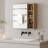 Multi-Function Wood Grain Mirror Cabinet with Storage, Space-Saving Wall-Mounted Design-1508907074
