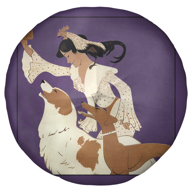 Coussin de sol pour affiche auguste roubille dog, 27,5 po x 55,5 po, Mauve