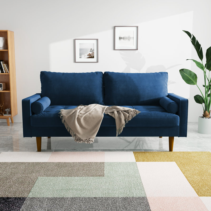 Mauck Modern Sofa,70 Inch Velvet Couch for Living Room,Spring Cushions,Solid Wood Frame,Easy Assembly for Small Spaces