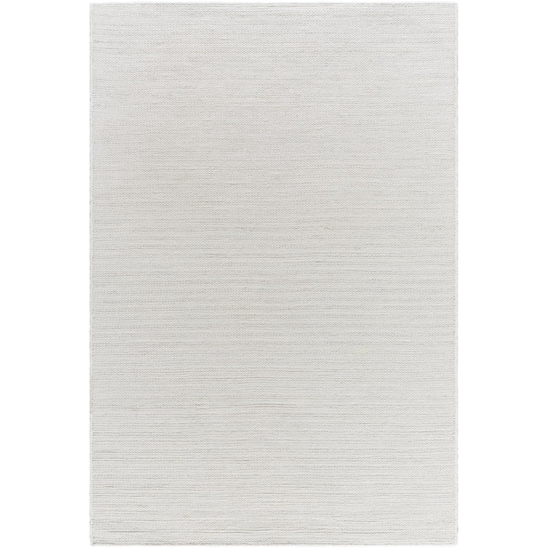 Tapis rectangulaire en laine tissé à la main de couleur unie à motif rectangle argent clair Marsell, Rectangle 8 pi x 10 pi