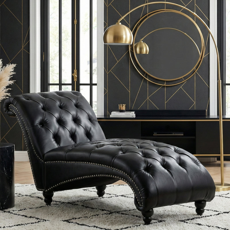 Chaise longue sans accoudoirs 62,8 po, Noir, Noir