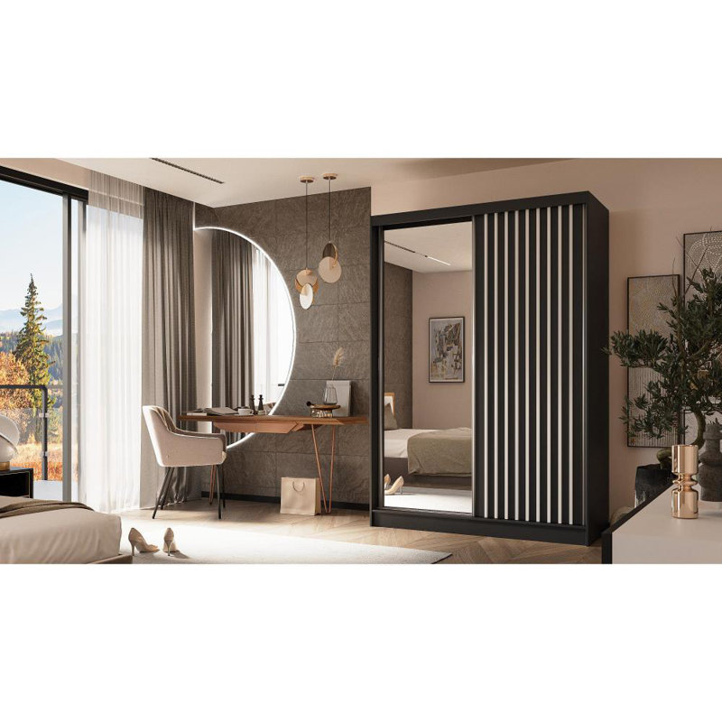 Ascher 2 Door Sliding Wardrobe, Black