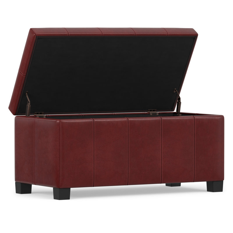 Repose-pieds rectangulaire avec rangement relevable Dover, Similicuir Radicchio rouge