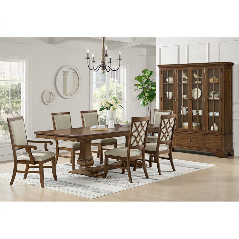 Silcox 7PC Standard Height Dining Set In Cherry-Table, Four Chairs And Two Arm Chairs