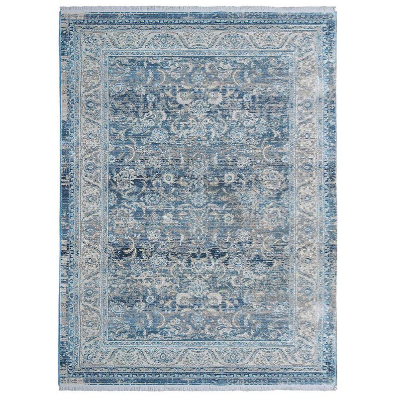 Beybut Area Rug Living Room Rug: Washable Modern Abstract Rug Indoor Floor No Slip Stain Resistant Carpet for Bedroom Dining Room - MACHINE MADE POLYESTER AREA RUGS - Rectangle Shape, Gray & Blue Color
