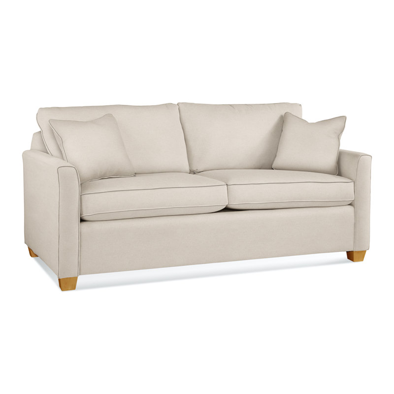Charleston 77" Sleeper Sofa, Honey, Gel Memory Foam, Blue Buffalo Checkered 100% Polyester