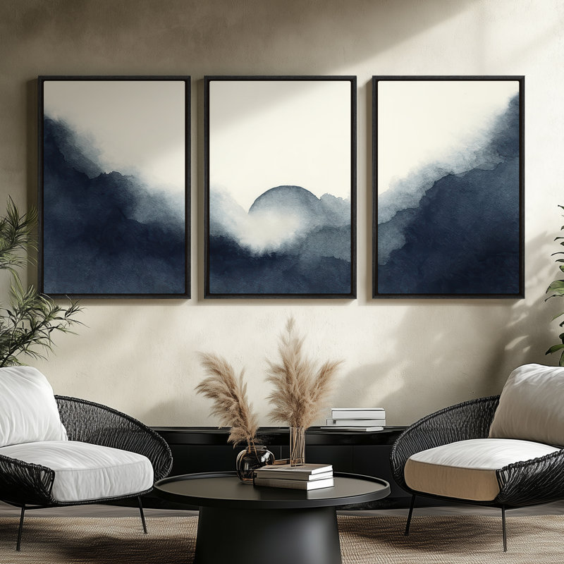 Art mural encadré sur toile, rétro muraux abstraits pour chambre à coucher, H 24 po x l 16 po, Noir