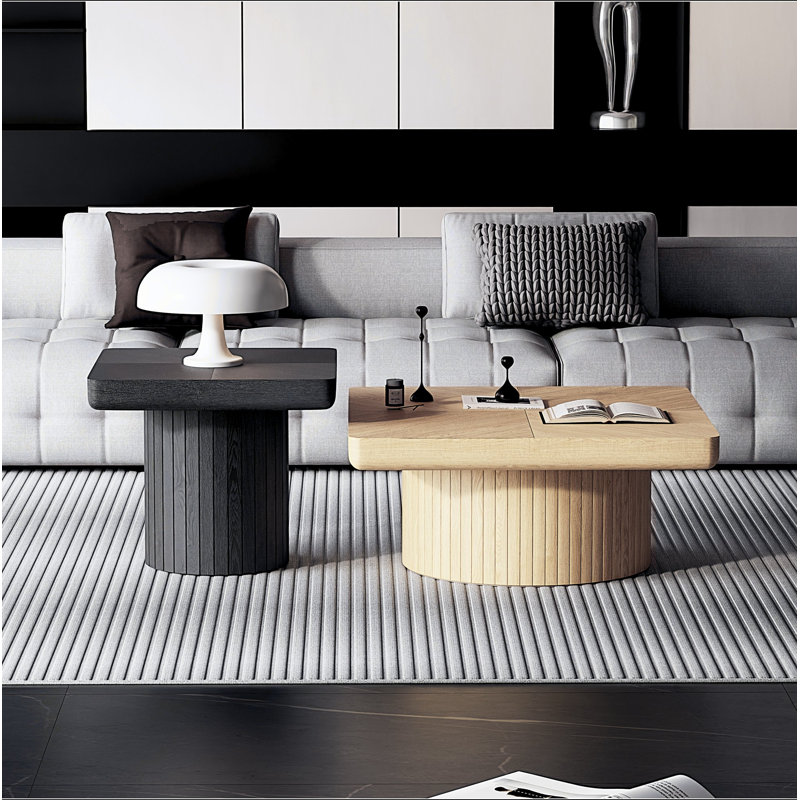 Ensemble de tables basses Modern Modern, Noir, naturel / noir + naturel