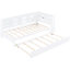 Lit de jour simple avec lit gigogne, tablette de rangement et charge, blanc, bois de pin, matelas de 6 po, 7 lattes de lit gigogne, fonction élégante de charge blanche, tablette double couche, cadre, capacité de charge de 10 livres, capacité de 350 lb-130155717-130155716