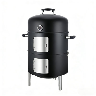 Laravist 3-in-1 Heavy Duty Charcoal Bbq Smoker Grill With 453 Sq In Cooking Space, Built-in Thermometer, Dual Access Doors, Portable For Garden Camping Outdoor