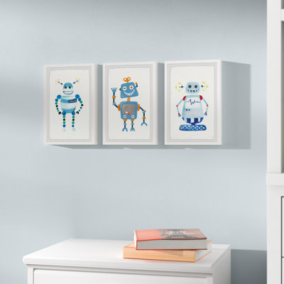 Noemi 'Happy Robot' 3- Piece Set Framed Print