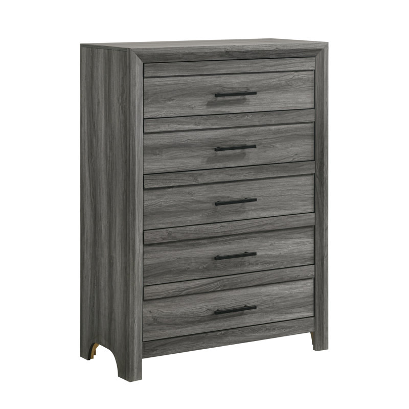 Commode 5 tiroirs Zarrah, Gris