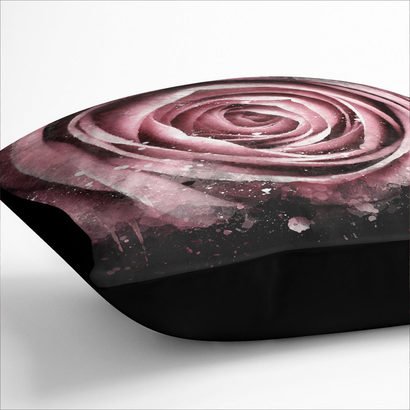 Pink Rose Flower Vol.2 Scatter Cushion, Black, 40cm H x 40cm W x 15cm D