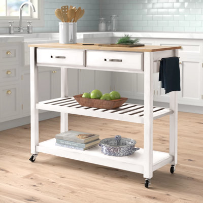 Rickie 43 " W Kitchen Cart with Birch Solid Wood Top