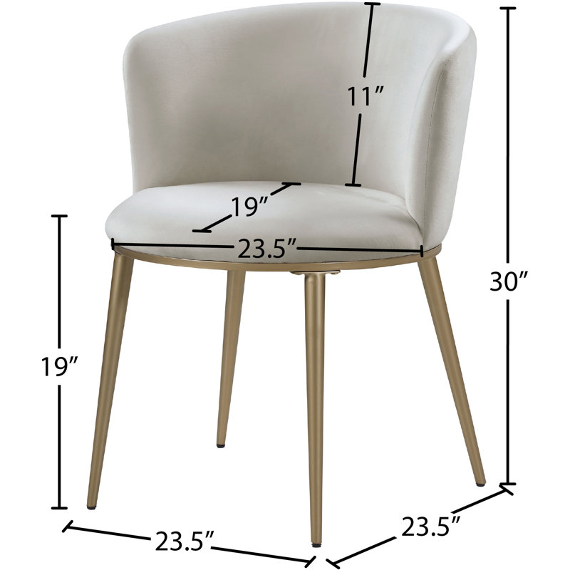 Chaise en velours Skylar, Velours crème, Or brossé