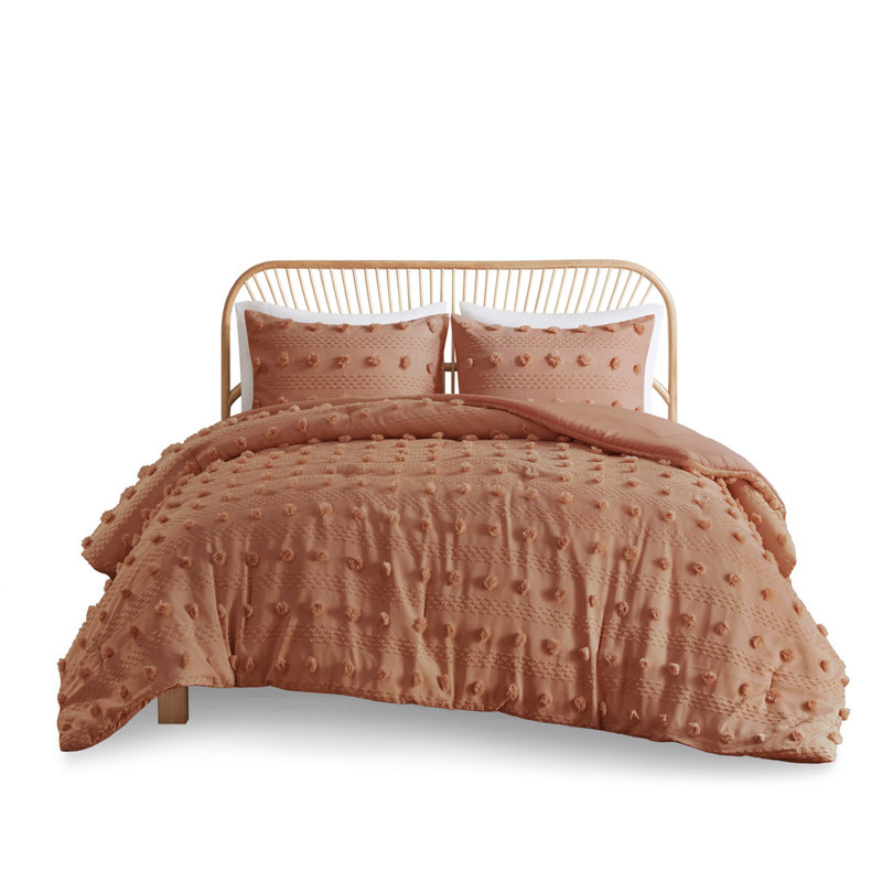 Rust Full Down Alternative Microfiber Comforter Set with Pom Poms