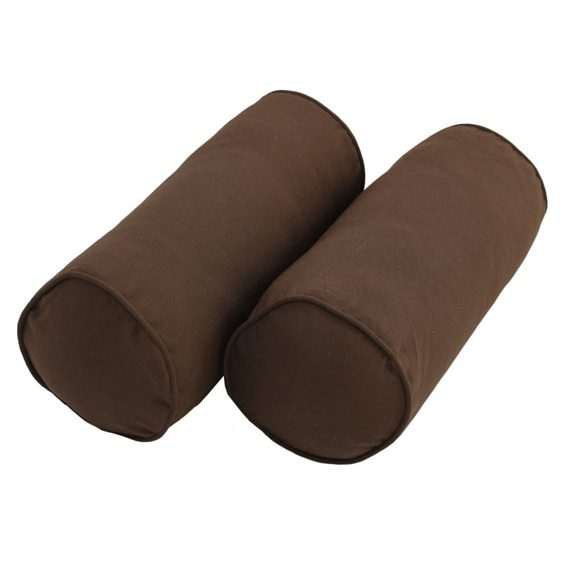  Bolster Cotton Blend Pillow Cover & Insert, Chocolate