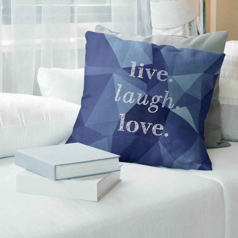 Housse de coussin en lin Faux Gemstone Live Laugh Love, 26 po x 26 po, Saphir