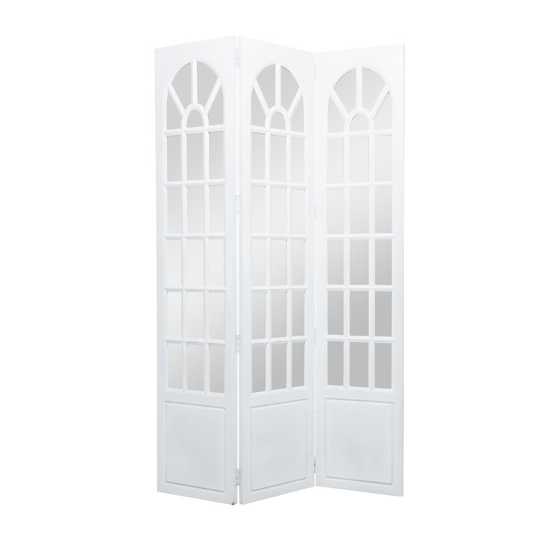 Paravent en pin French Country, Blanc