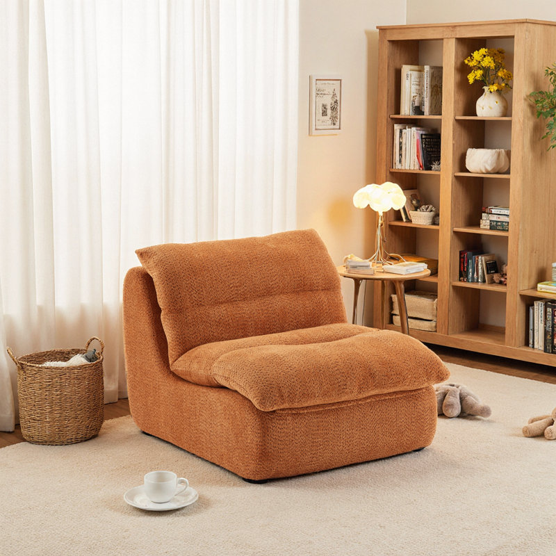 Fauteuil ergonomique d'appoint - Confort moelleux pour les salons, les chambres et les bureaux | Structure légère, Orange