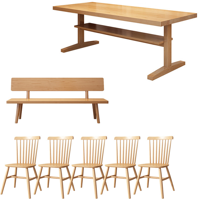 Modern simple solid wood dining table set.