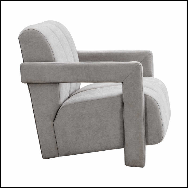 Fauteuil de loisir moderne 26,3 po avec accoudoirs en forme de L et tissu en polyester pour un confort ultime, Gris