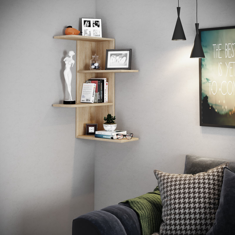Seleste 77 cm H x 45 cm W Floating Bookcase, Sonoma oak