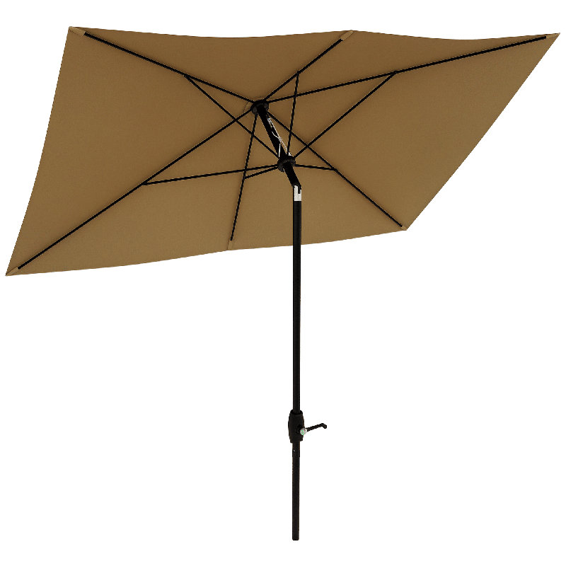 Parasol rectangulaire en aluminium / acier / polyester 6 pièces 6,6 x 10 pi, Brun