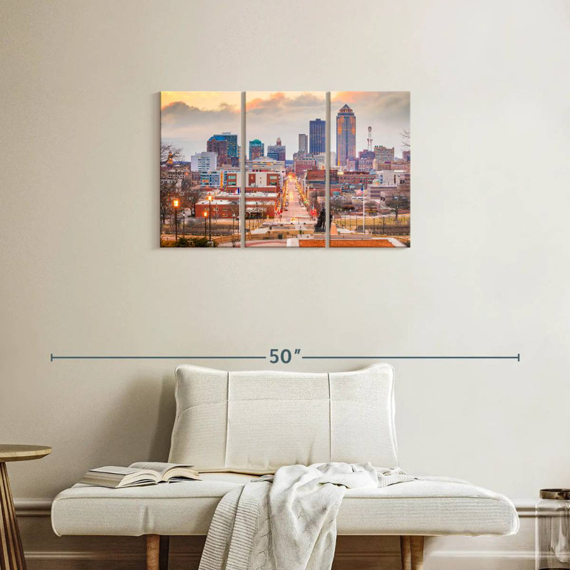 Paysage urbain Des Moines, H 20 po x l 33 po