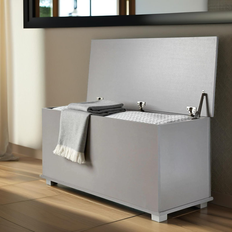 Wooden Storage Box Grey Ottoman Box Storage Chest Trunk