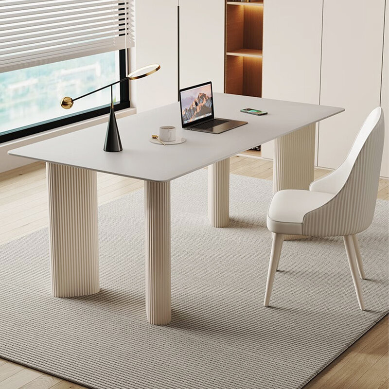 Bureau de style crème, H 29,53 po x l 70,87 po x P 31,5 po