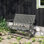 Banc d'extérieur en bois pliable pour 2 personnes avec dossier et accoudoirs, banc de jardin en bois d'acacia pour patio, porche, parc, balcon, gris