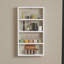 Tablette murale Laural, blanc, 17,0 x 31,5 x 3,5 po | 100% panneau de particules enduit de mélamine, épaisseur: 0,7 pouce | Plusieurs tablettes pour un rangement élégant | Conception scandinave, parfaite pour la décoration de la maison ou du bureau, durable et élégante-111012062