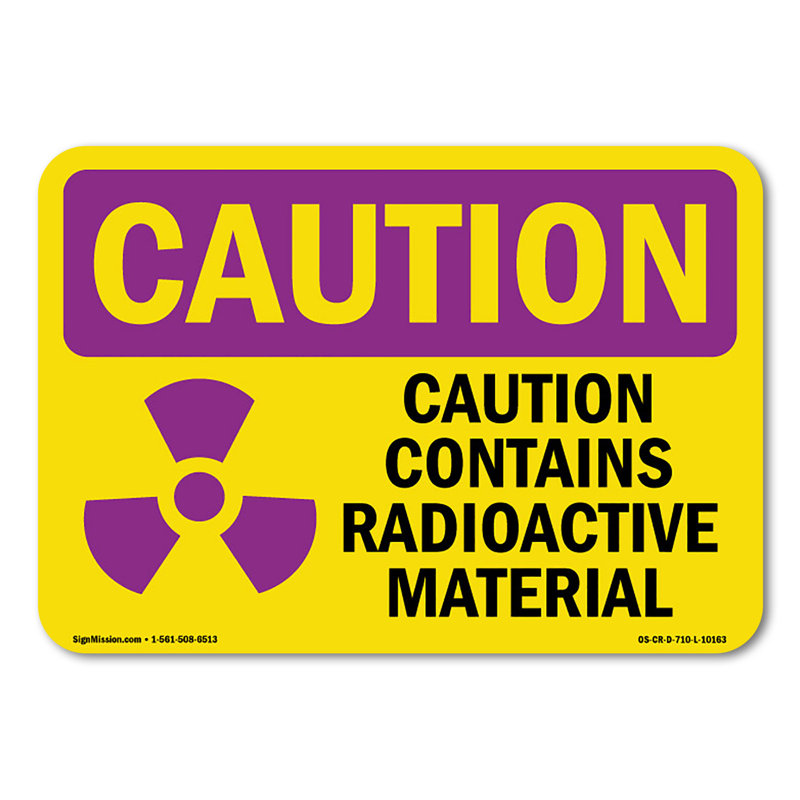 Contient un décalque de matériau radioactif 14 po x 10 po, H 10 po x l 14 po x P 0,1 po