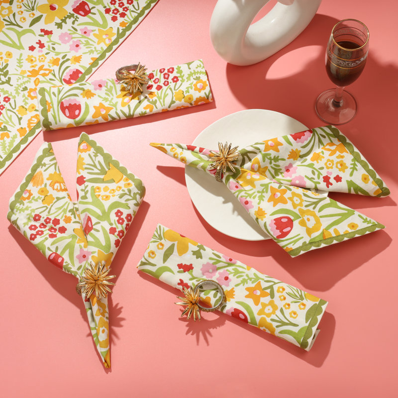 Serviettes en coton printanières