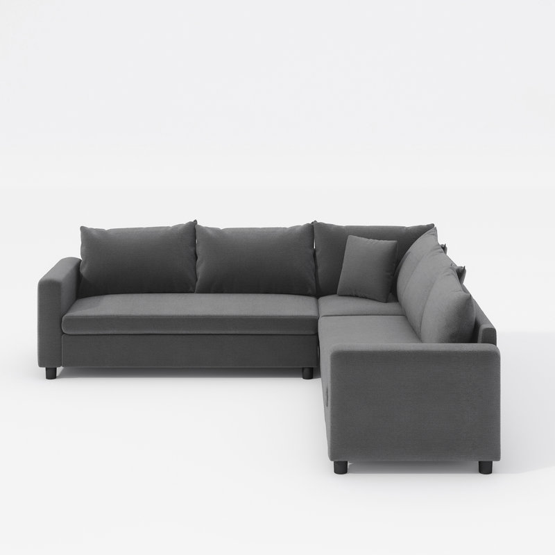 Canapé modulaire moderne en forme de L de 5 po, canapé d'angle en chenille à 5 places avec assise large et coussins pour le salon, gris foncé