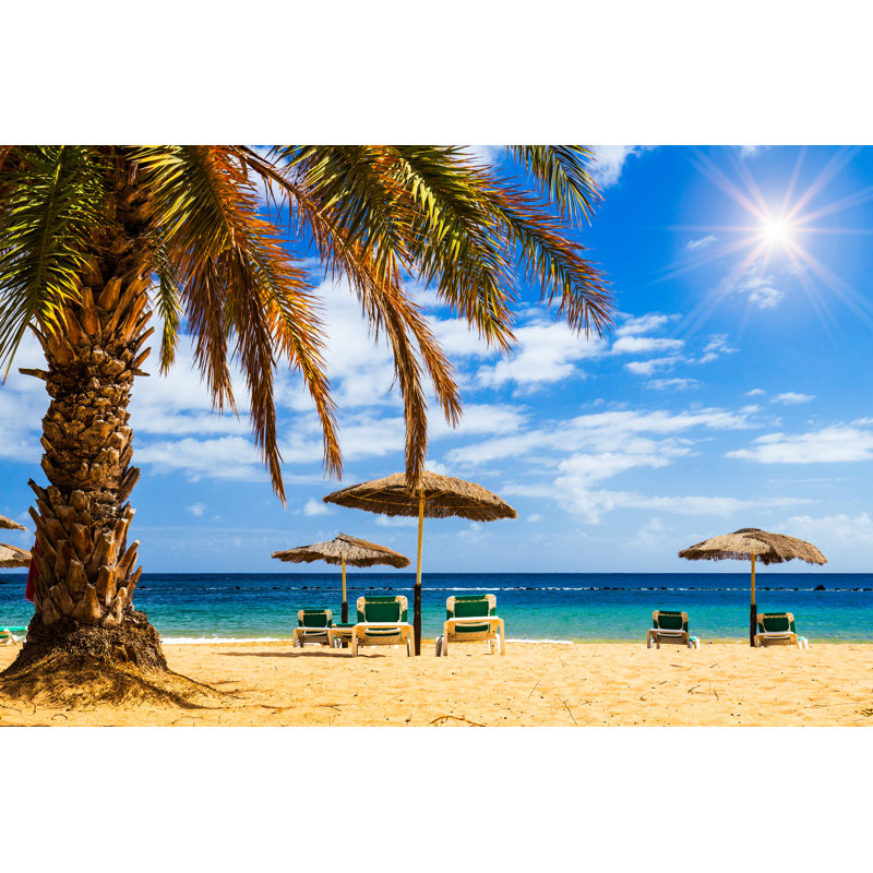 Deck Chairs On Beach by DaLiu - Wrapped Canvas Print, 30cm H x 46cm W