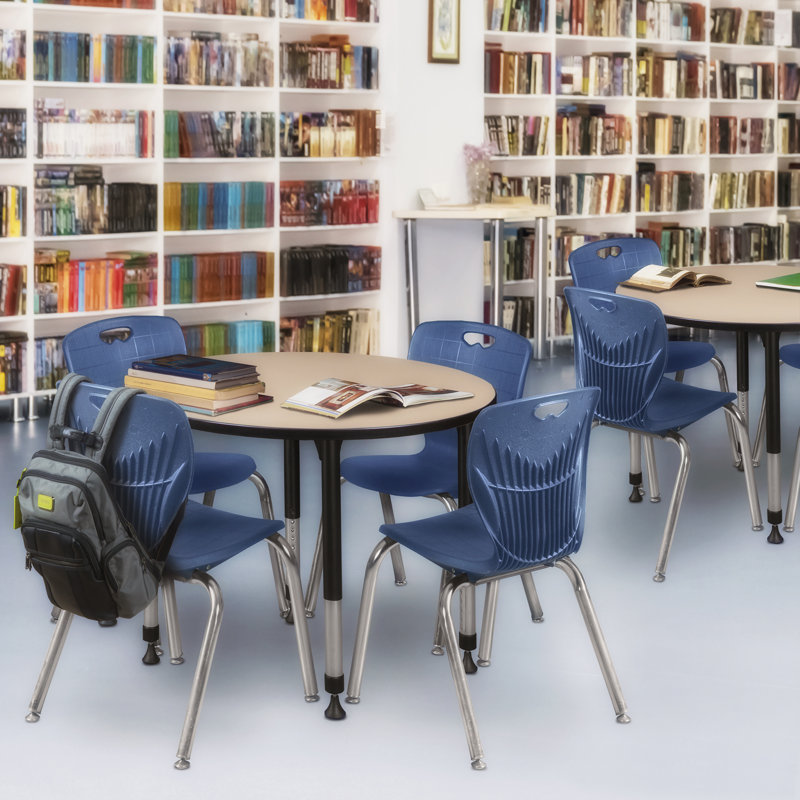 Table ronde Kee, H 34 po x L 36 po x l 36 po, Bleu, Cerisier
