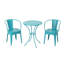 Ensemble de table et de chaises d'extérieur en fer forgé, couleur turquoise, revêtement en poudre, 3 pièces.