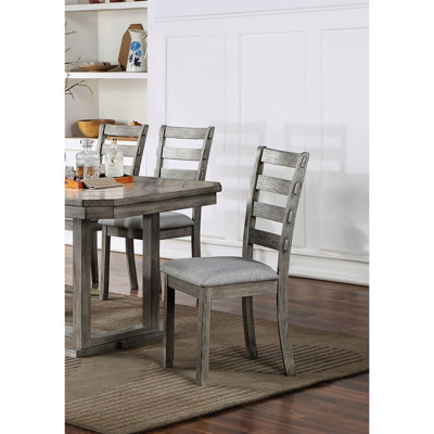 2 chaises de salle à manger grises, dossier, siège rembourré en tissu, style rustique gris rustique, 2 pièces, bois massif