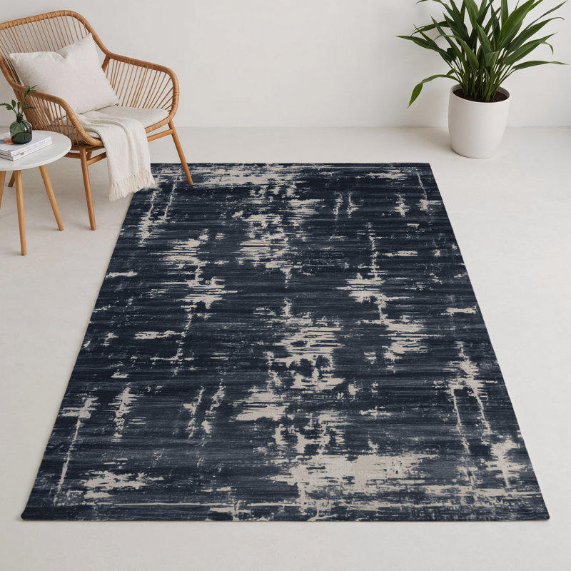 Tapis gris abstrait intérieur et extérieur, Rectangle 5 pi x 7 pi