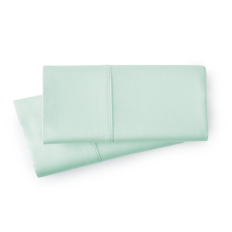 Ensemble de 2 taies d'oreiller Sweetbrier de Southshore Fine Linens, vert pastel, 100 % coton à fibres longues, satin 300 fils, couleur unie, lavable à la machine, format King/California King