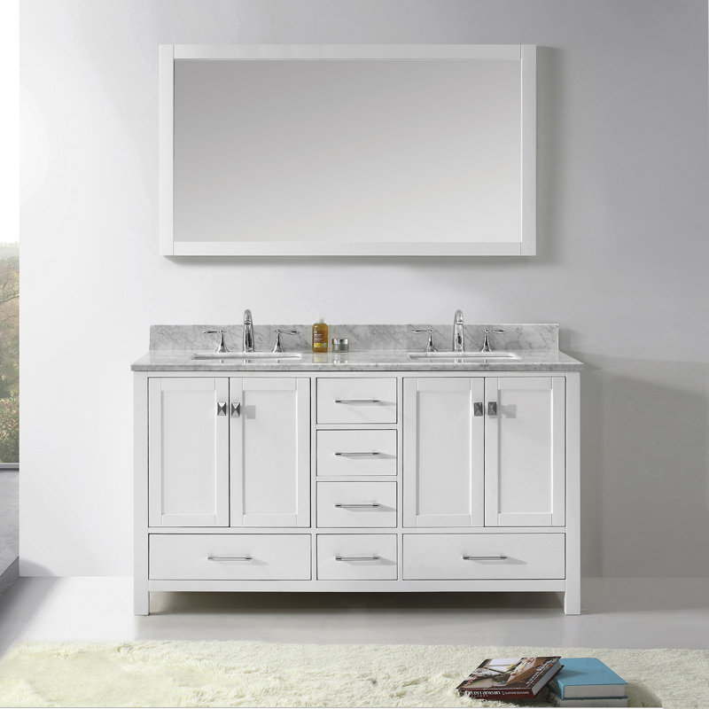 Base de meuble-lavabo double 59,2 po Zaair, Blanc