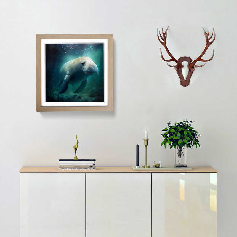 Manatee Conceptual Art - Framed Print, Oak