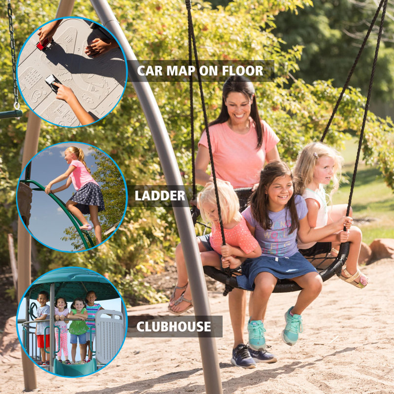 Adventure Lifetime Powder Coated Steel Swing Set with 2 Swing(s) , 1 Slide(s)