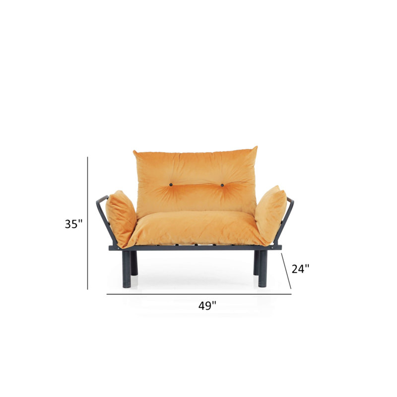 Mykaela Fabric 49'' Reception Chair,Metal Frame and Cushion, Mustard Fabric